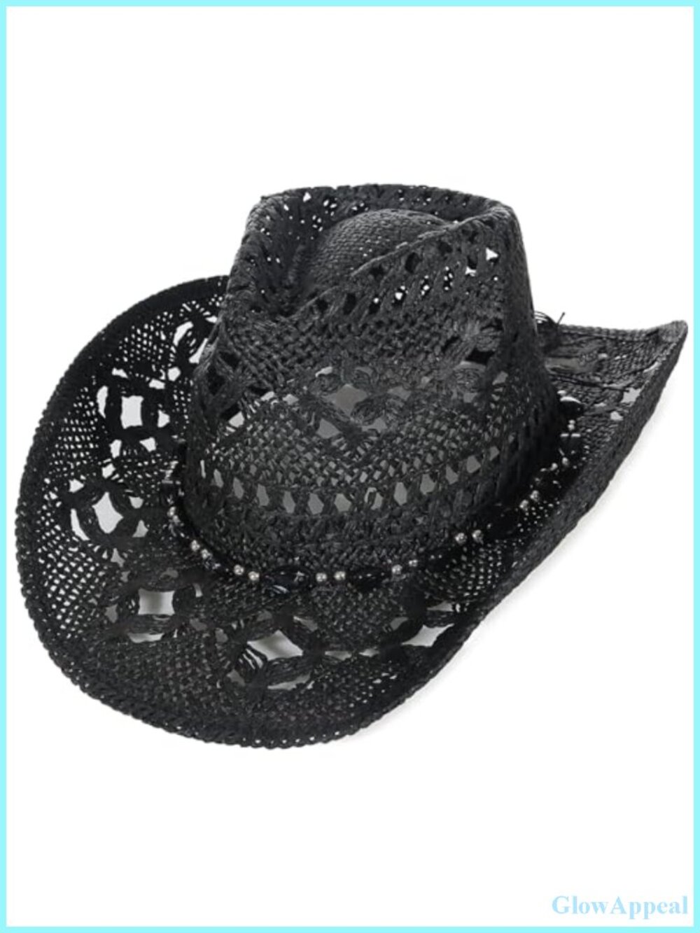 Cowboy Hat Summer Straw Womens Western Wide Brim with Gem Band
